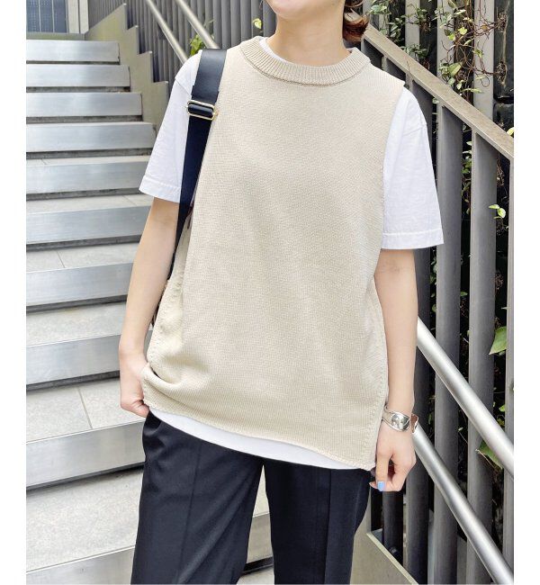 Spick and Span「コットンリネンミドルゲージノースリプルオーバー」|ニット・セーター|