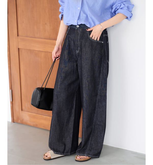 FRAMeWORK「バレルフォルムデニムパンツ」|デニム|ネイビー