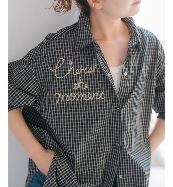 Spick and Span「刺繍オーバーシャツ」|シャツ・ブラウス|ブラックベース