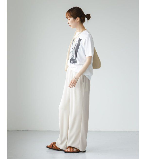NOBLE「【洗える】ライトジョーゼットドレープパンツ」|スラックス|