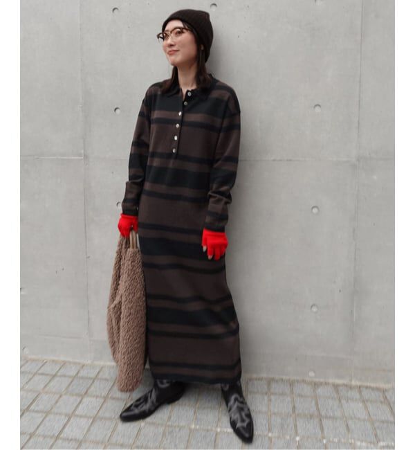 FRAMeWORK「ポロシャツニットワンピース」|ワンピース|ブラウン