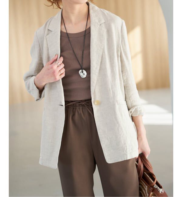 Spick and Span「《予約》エアリーリネン1Bジャケット」|テーラードジャケット|