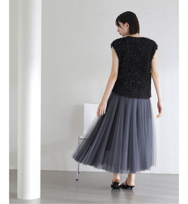  「【洗える】チュールペーパーベスト」|ベスト・ジレ|