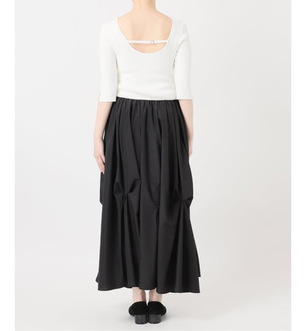  「《予約》【洗える】タックデザインドッキングワンピース」|ワンピース|