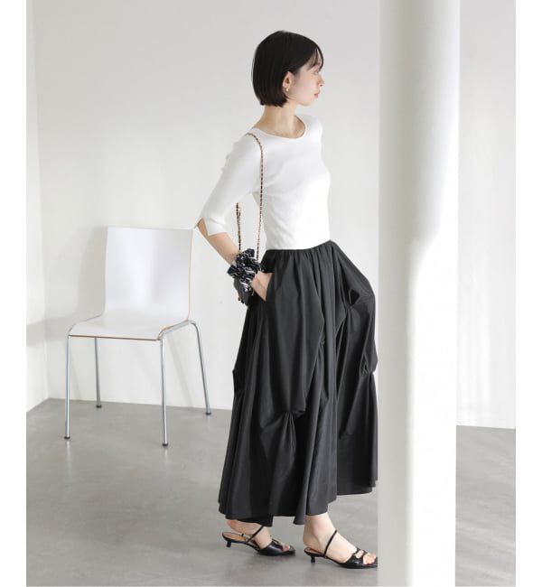  「《予約》【洗える】タックデザインドッキングワンピース」|ワンピース|