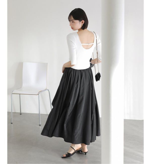  「《予約》【洗える】タックデザインドッキングワンピース」|ワンピース|