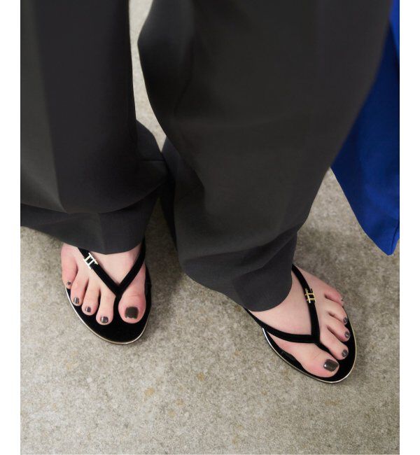  「ベルベットトングサンダル」|サンダル|ブラック C