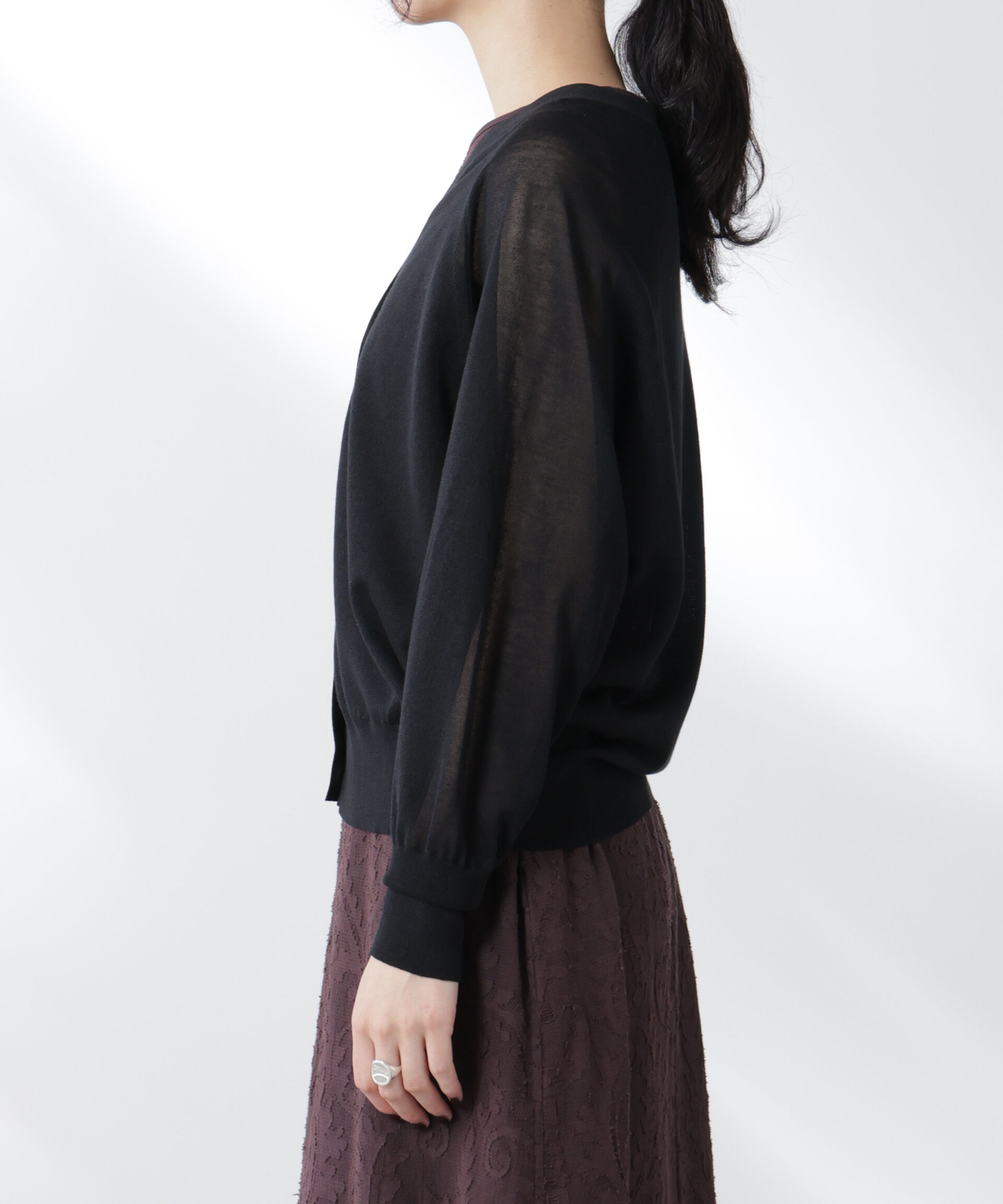 nano･universe「コットンスパークシアーＶネックカーディガン」|ニット・セーター|