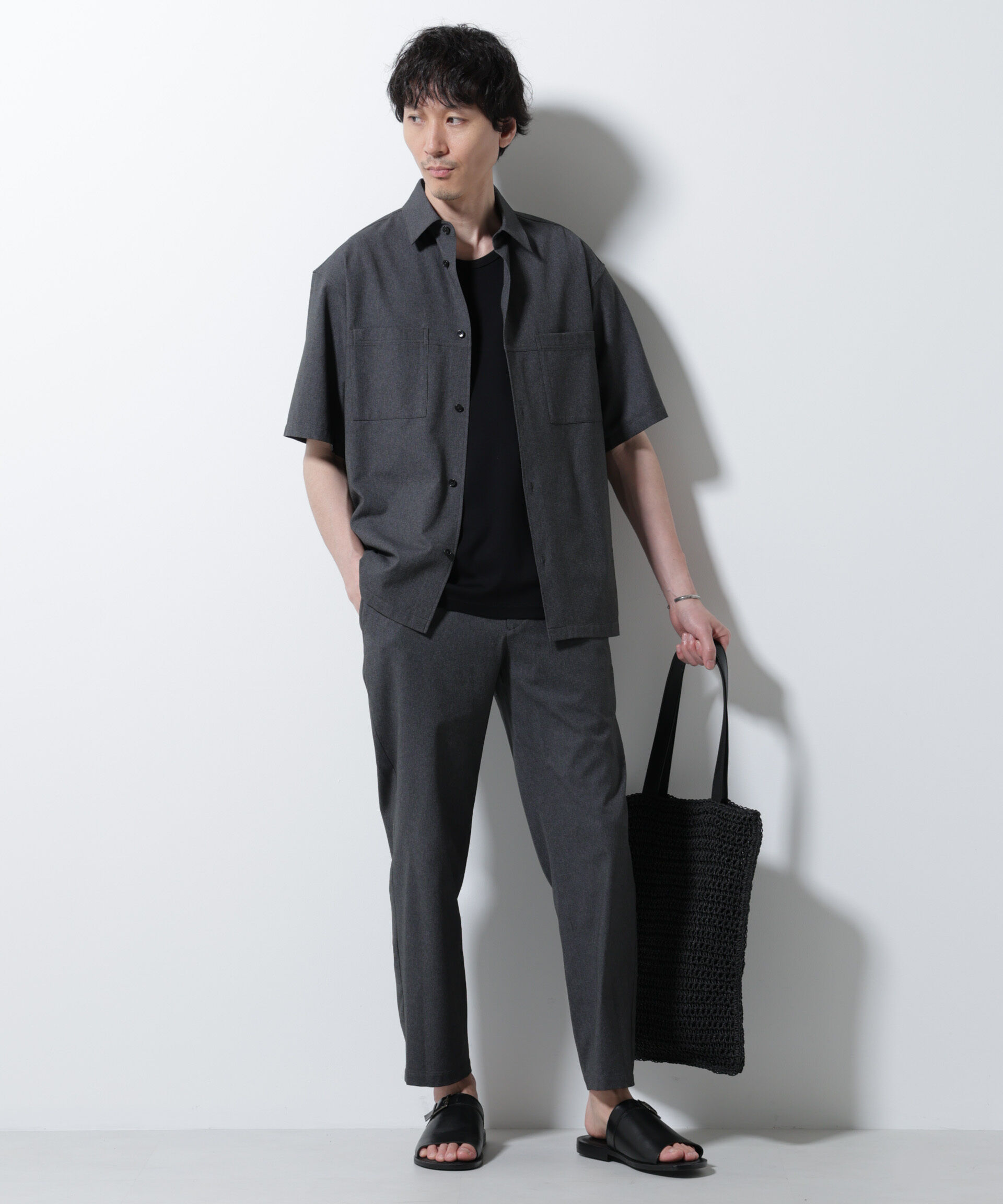 nano･universe「DotAir(R)ミニホールストレッチシャツ半袖/吸水速乾(セットアップ可)」|シャツ・ブラウス|