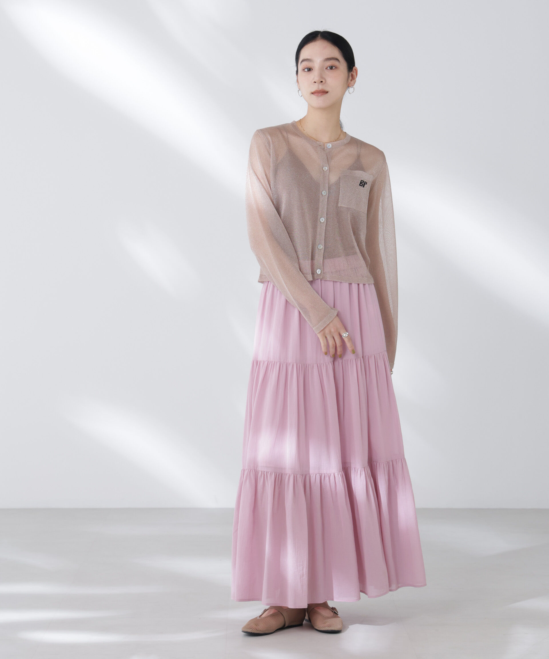 nano･universe「コットンシフォンティアードスカート」|スカート|