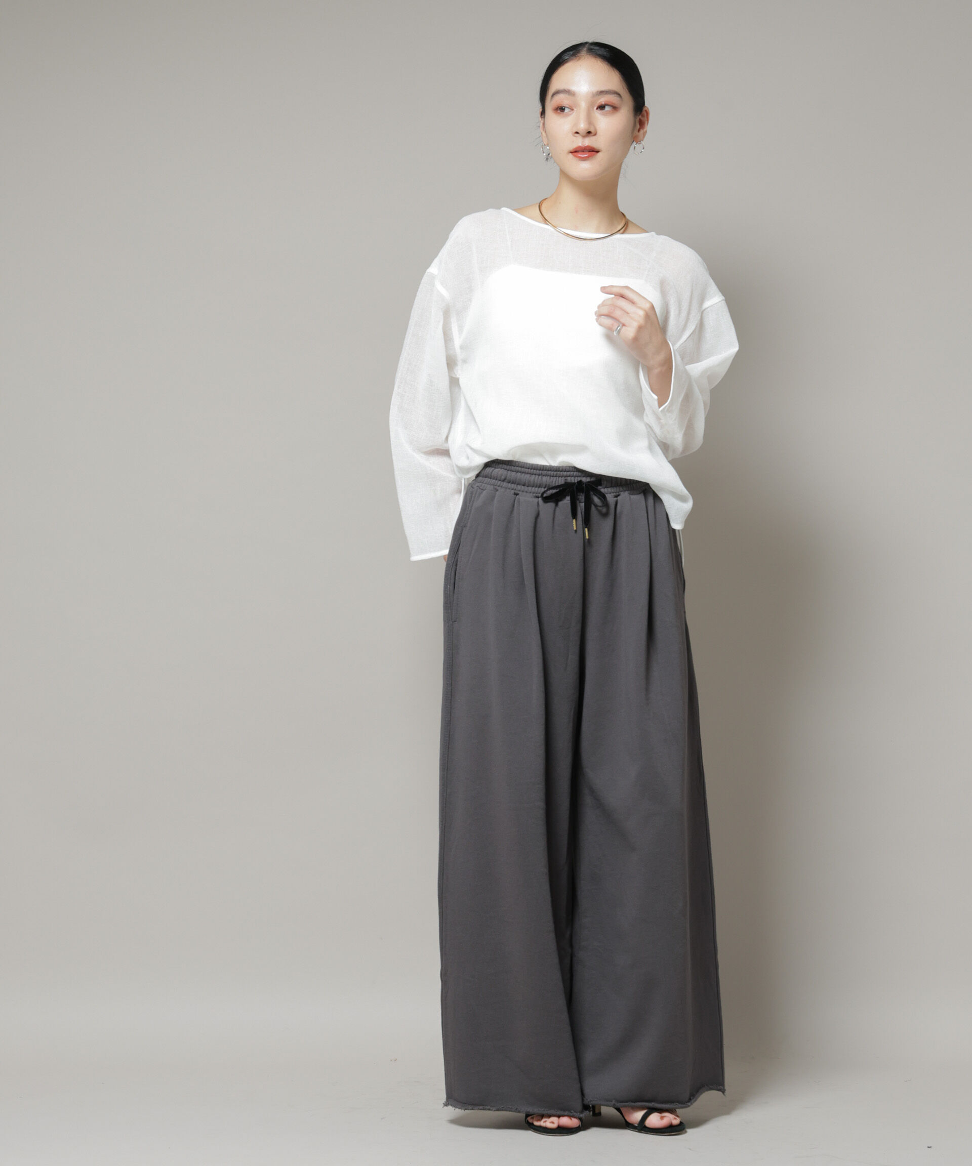 nano･universe「オーバーサイズメッシュブラウス」|シャツ・ブラウス|