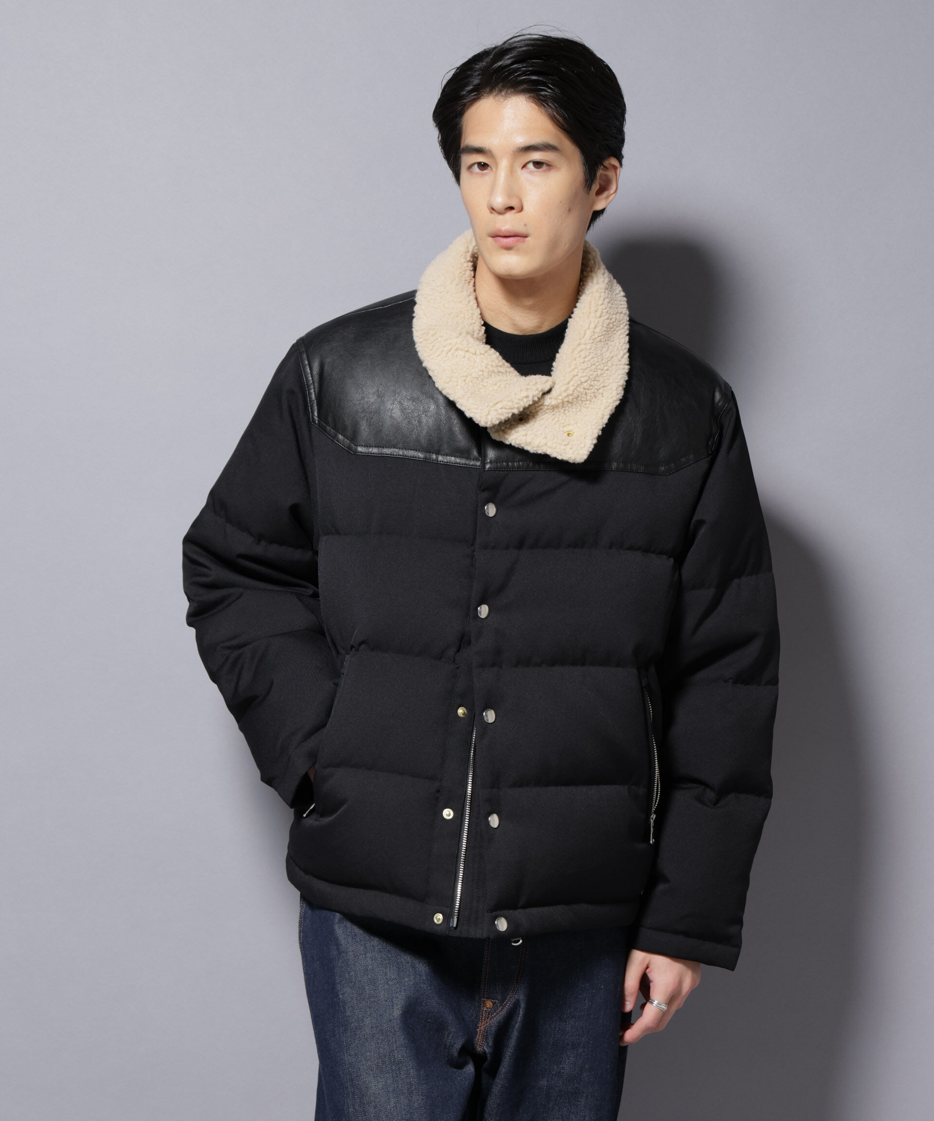 nano･universe「「西川ダウン(R)」ボアカラーサージショートダウン」|ダウン|