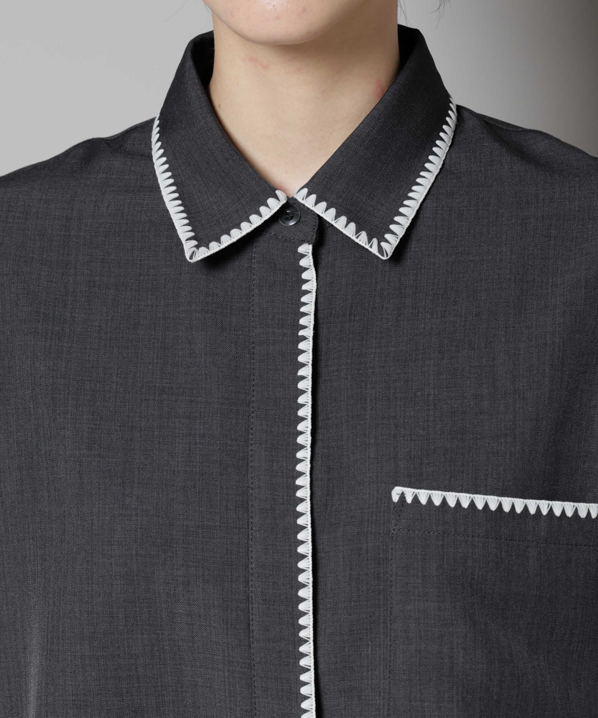 nano･universe「トリミング刺繍ツイルシャツ」|シャツ・ブラウス|