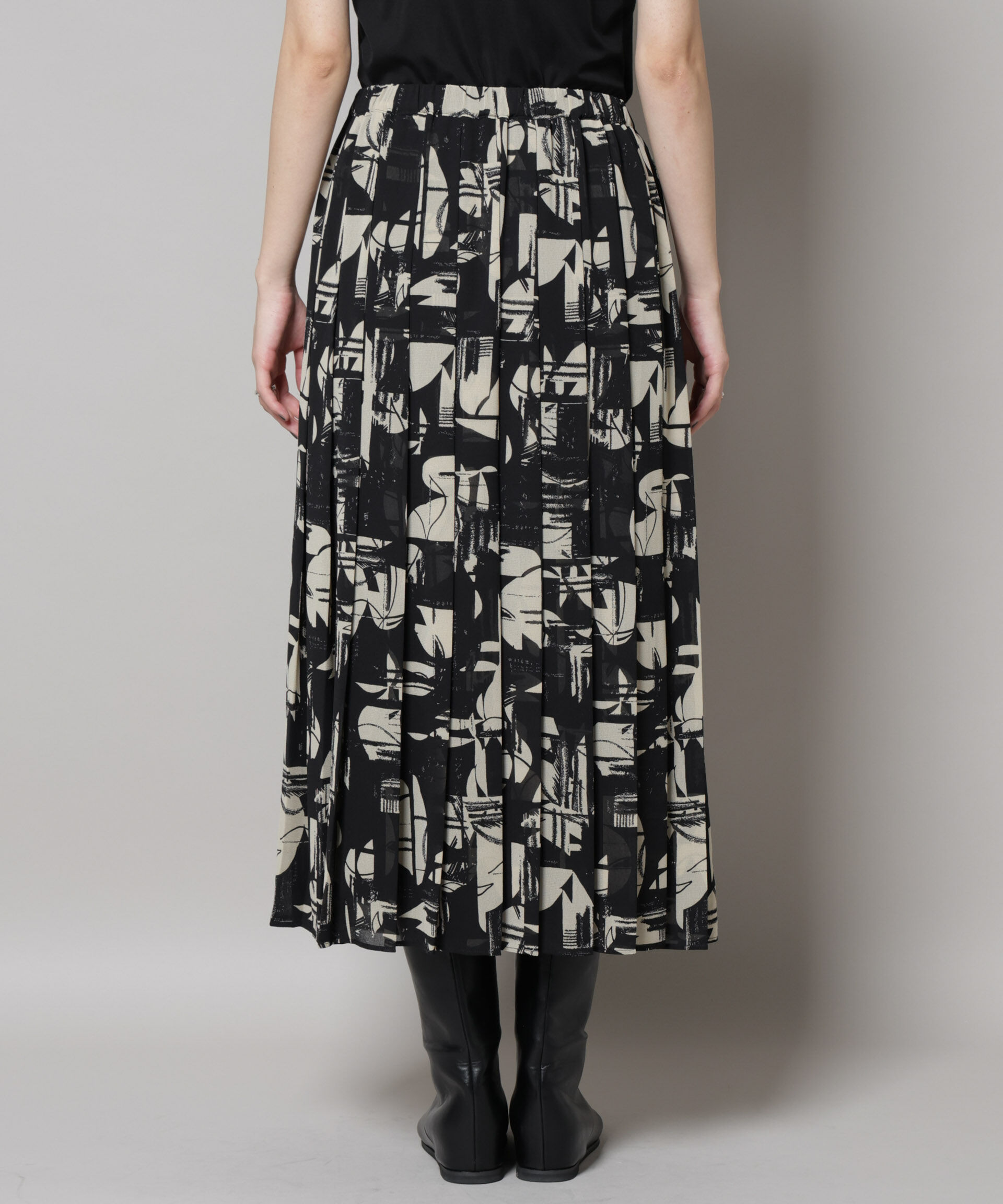 nano･universe「アートプリントジョーゼットプリーツスカート」|スカート|