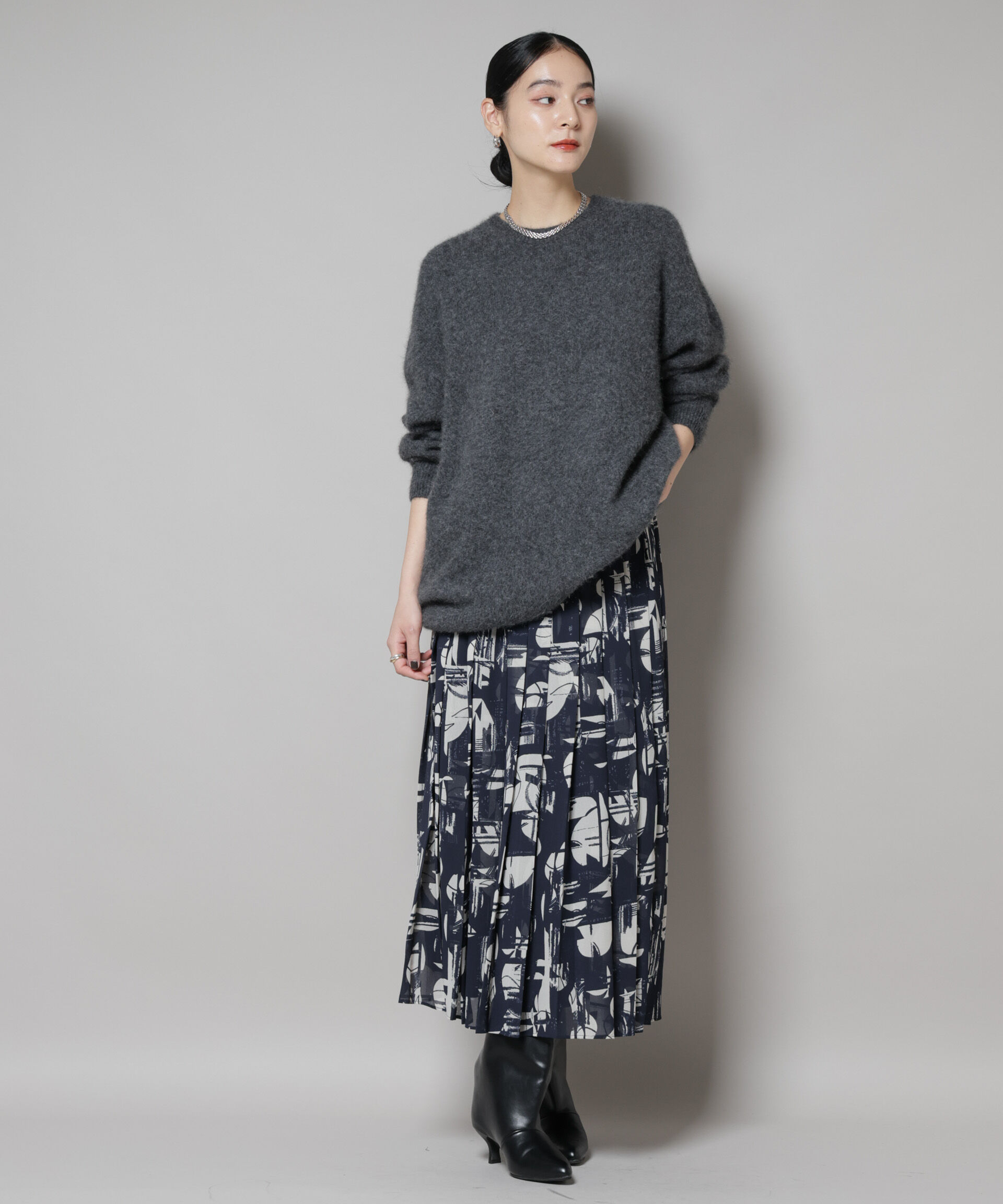 nano･universe「アートプリントジョーゼットプリーツスカート」|スカート|