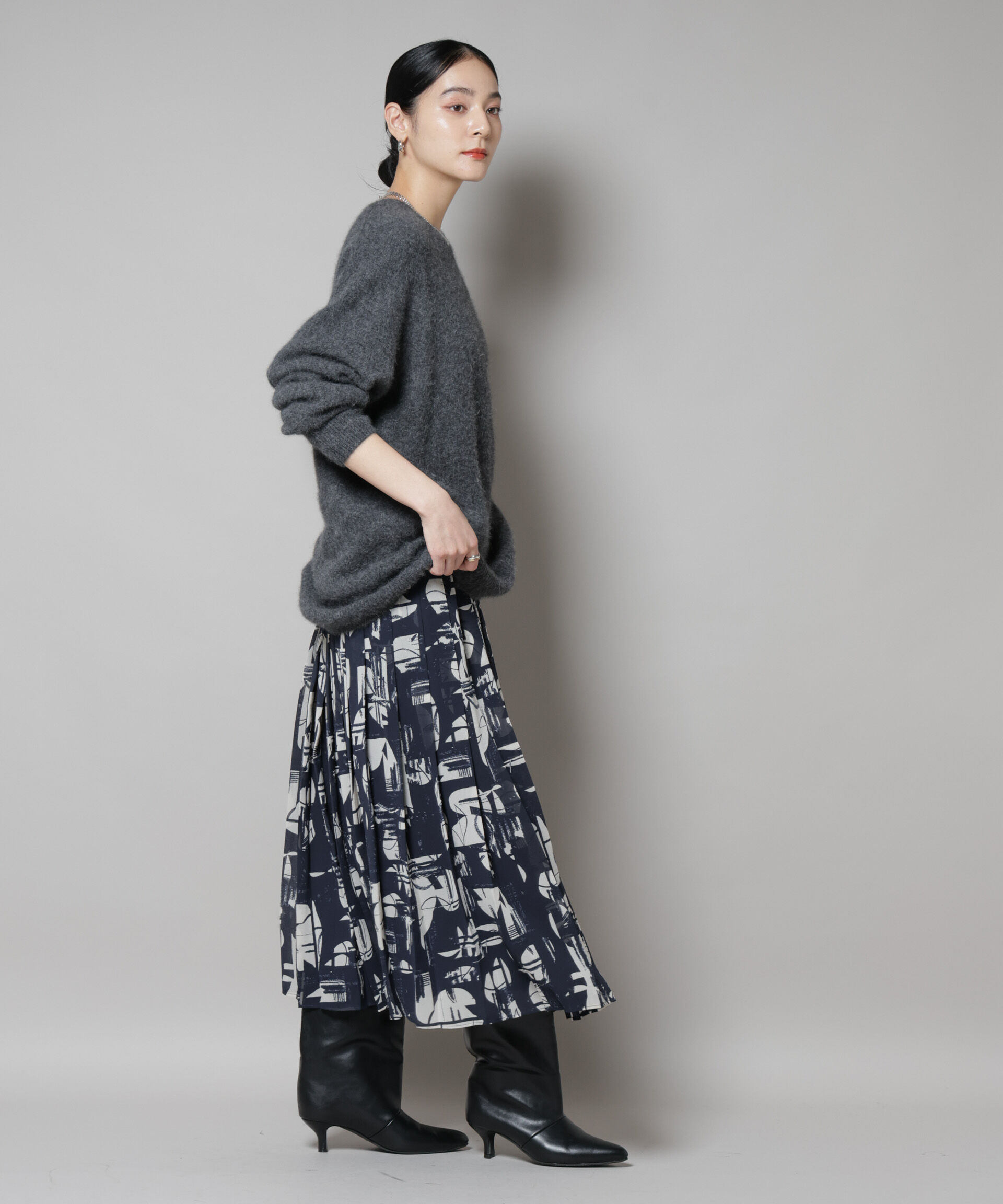 nano･universe「アートプリントジョーゼットプリーツスカート」|スカート|