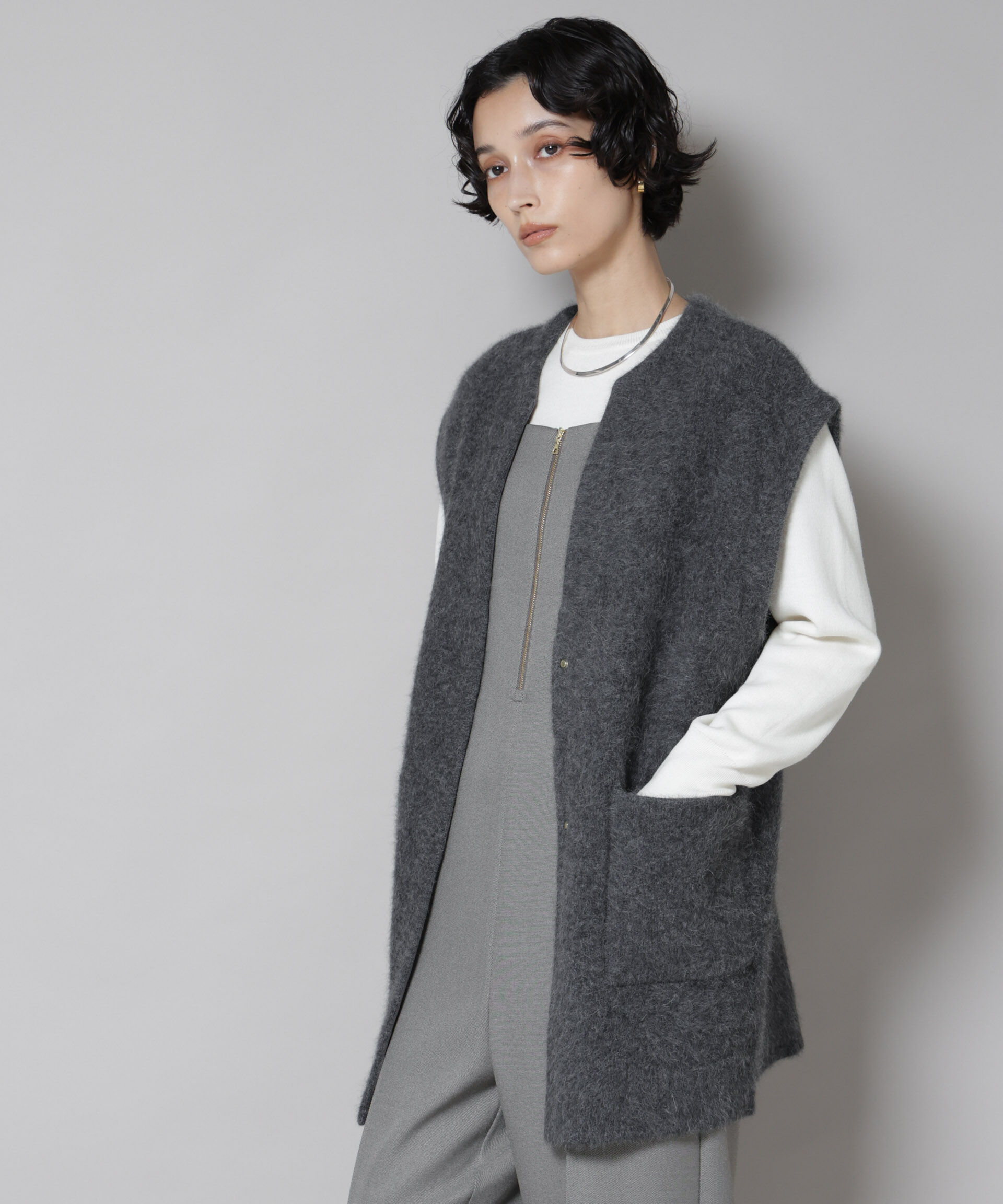 nano･universe「ウォッシャブルフォックスリバーニットジレ」|ニット・セーター|