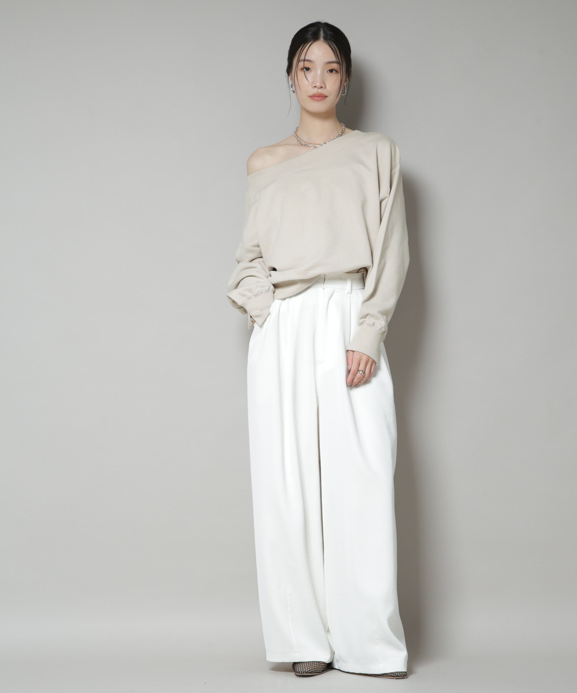 nano･universe「ワイドボートネックスウェットトップス」|Tシャツ・カットソー|