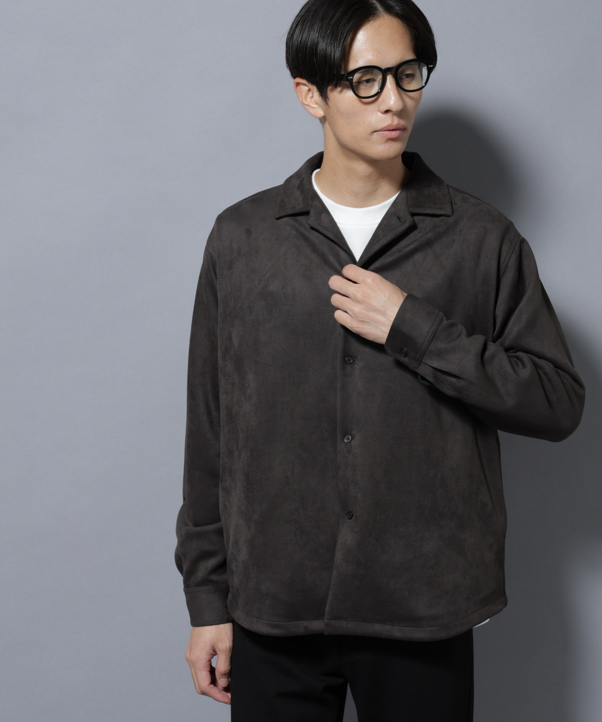 nano･universe「フェイクスエードシャツ 長袖」|シャツ・ブラウス|