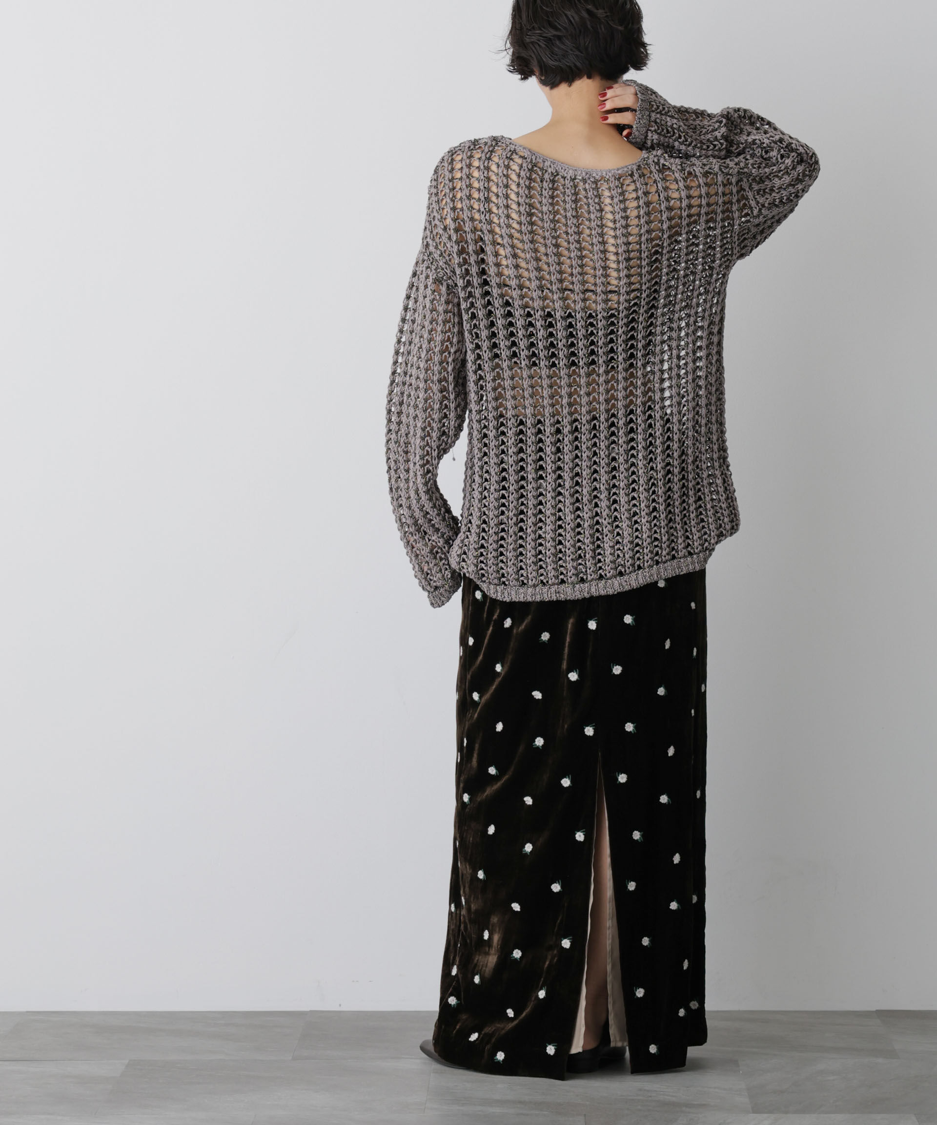  「「STEVELOUR」ベロアブルームロングスカート(セットアップ可)」|スカート|