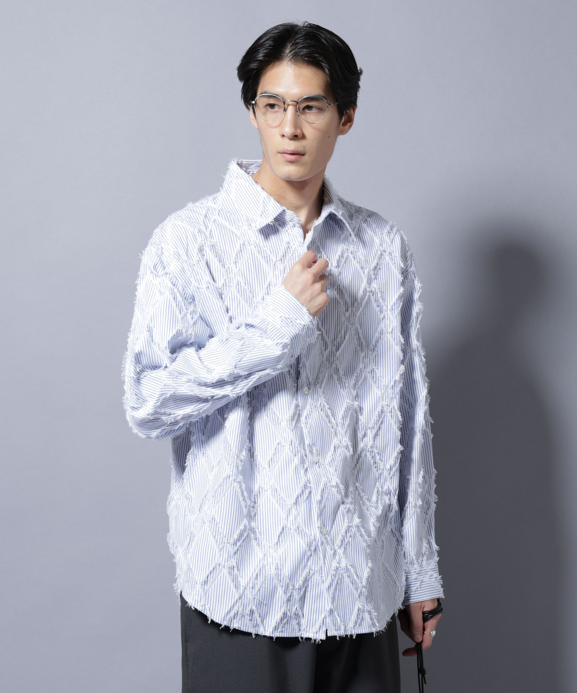 nano･universe「カットレースフリンジシャツ」|シャツ・ブラウス|