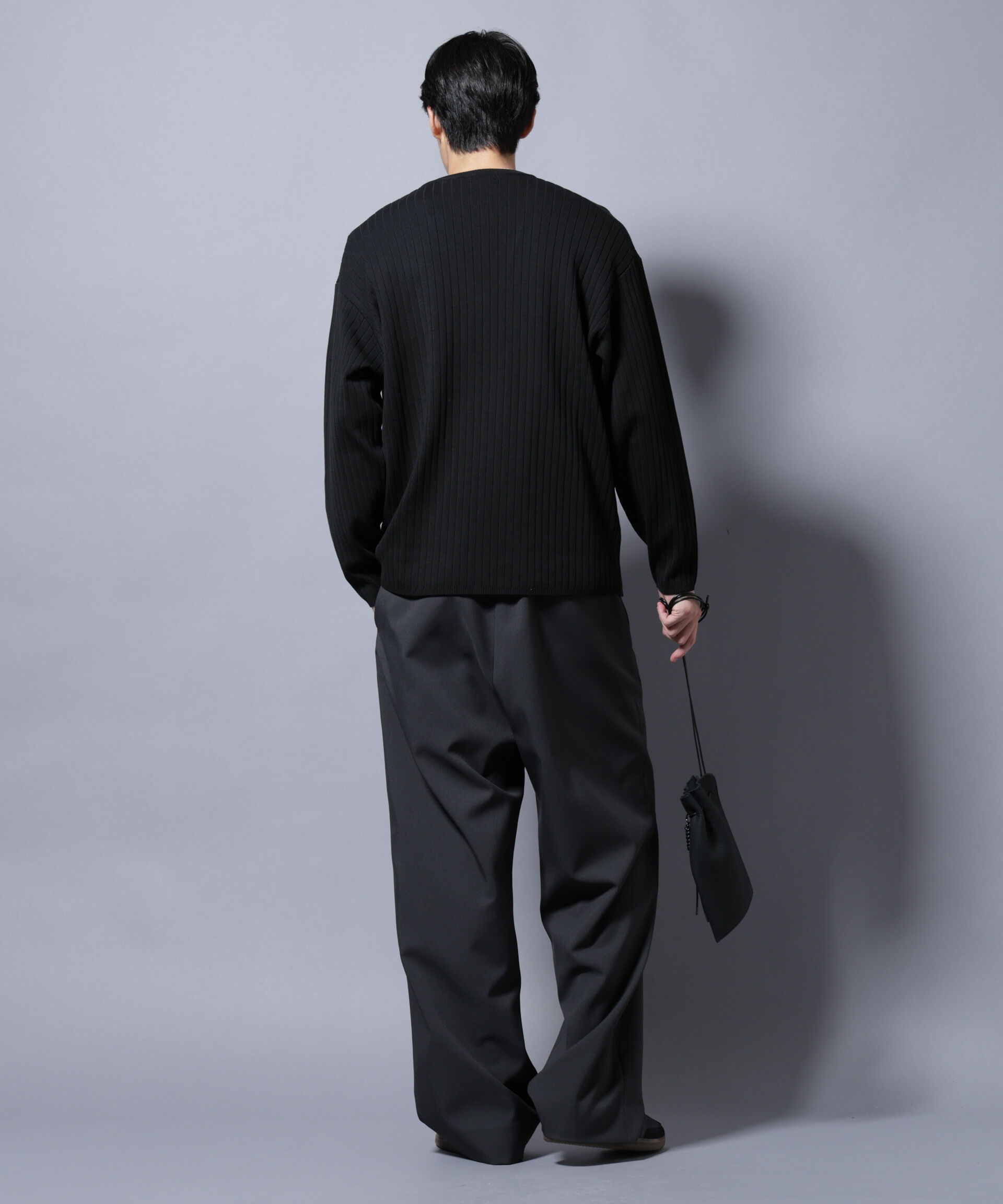 nano･universe「CICA&UVカット リブニットVネック」|ニット・セーター|