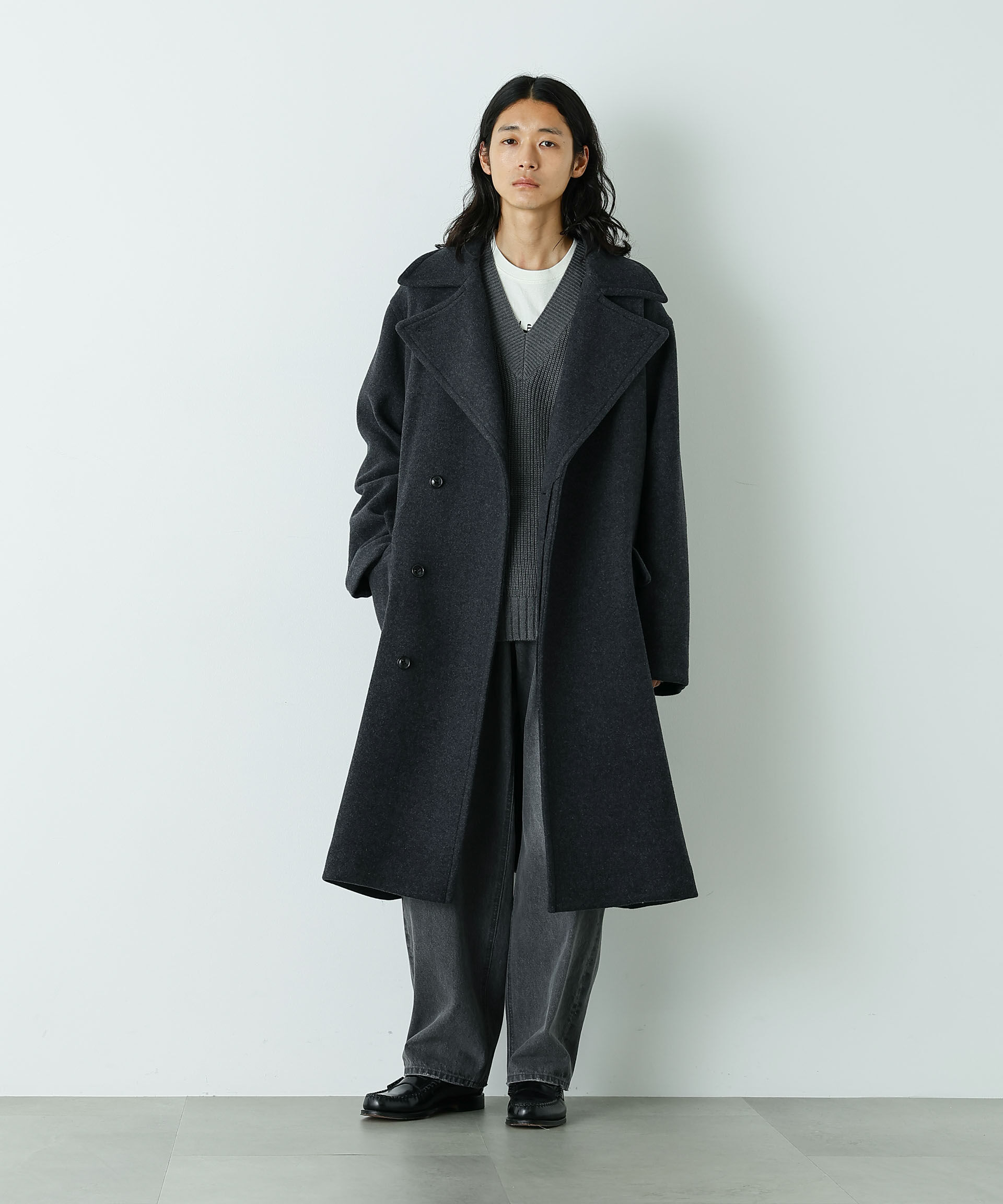 nano･universe「｢HOTEL PALACE｣ フェードデニム ルーズシルエットパンツ」|チノ|