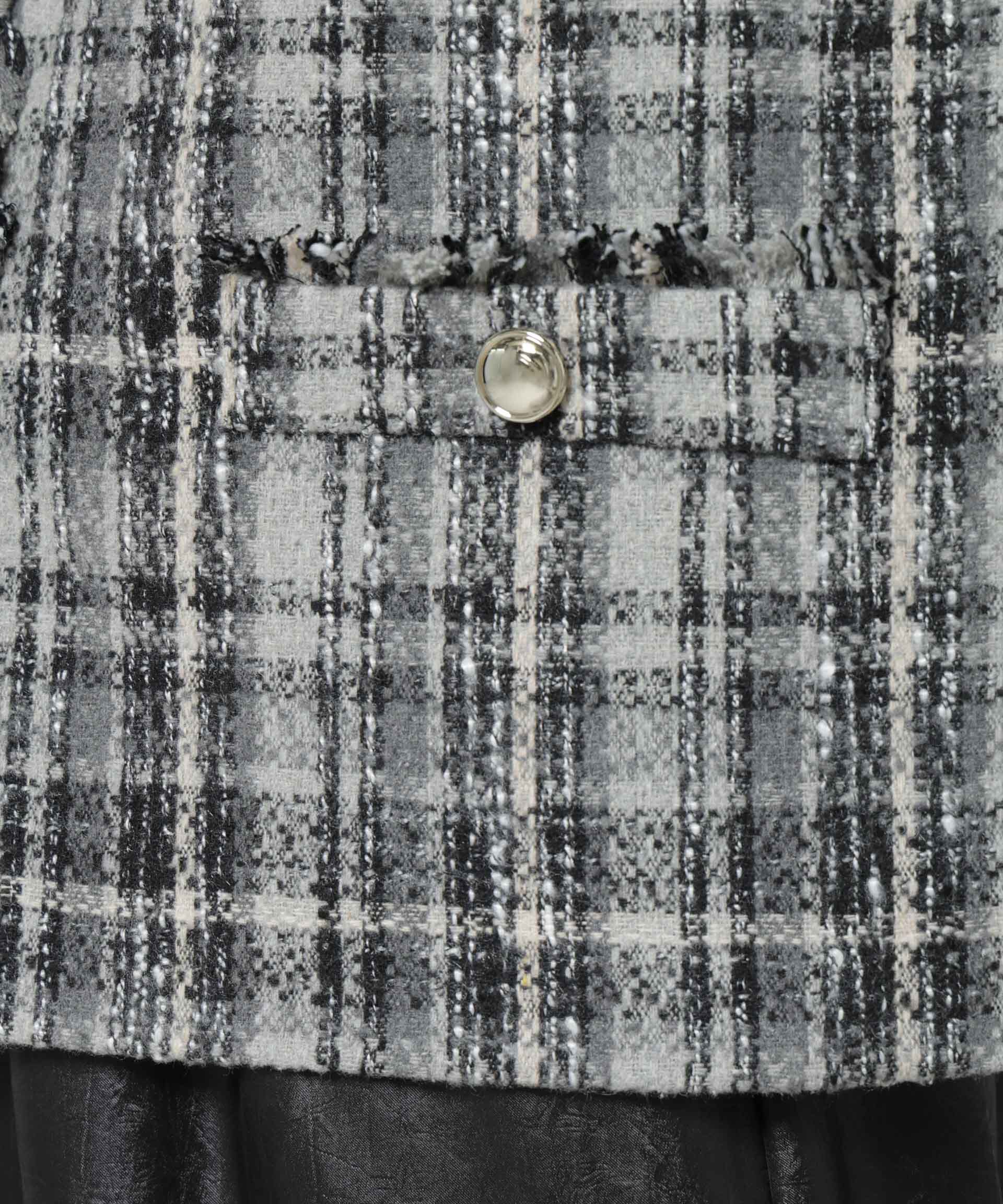 nano･universe「チェックフリンジ金ボタンジレ(セットアップ可)」|テーラードジャケット|