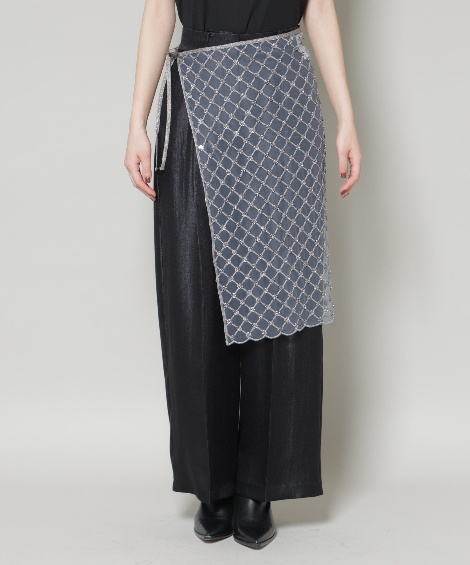 nano･universe「スパンコールビーズ刺繍ラップスカート」|スカート|