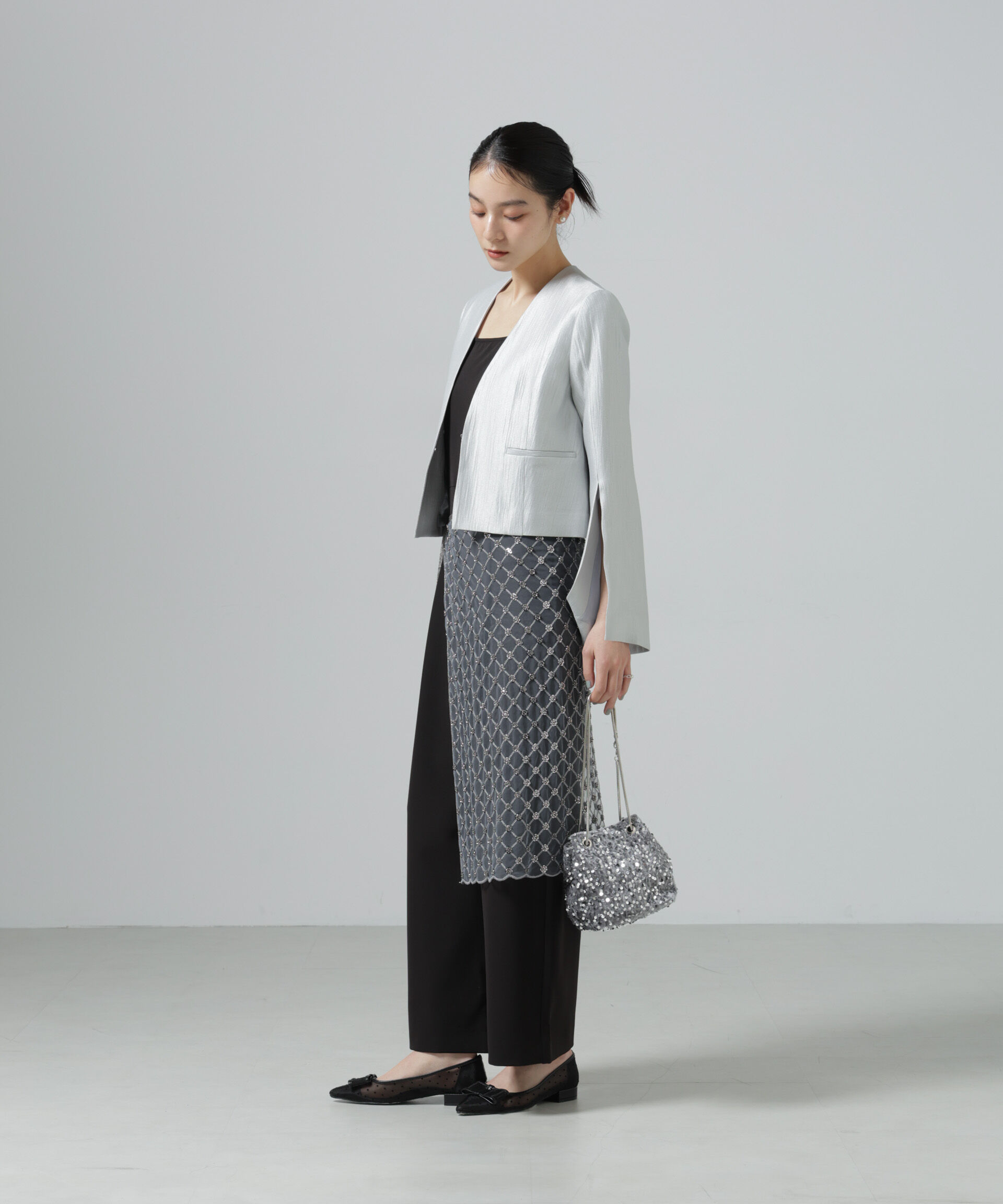 nano･universe「スパンコールビーズ刺繍ラップスカート」|スカート|