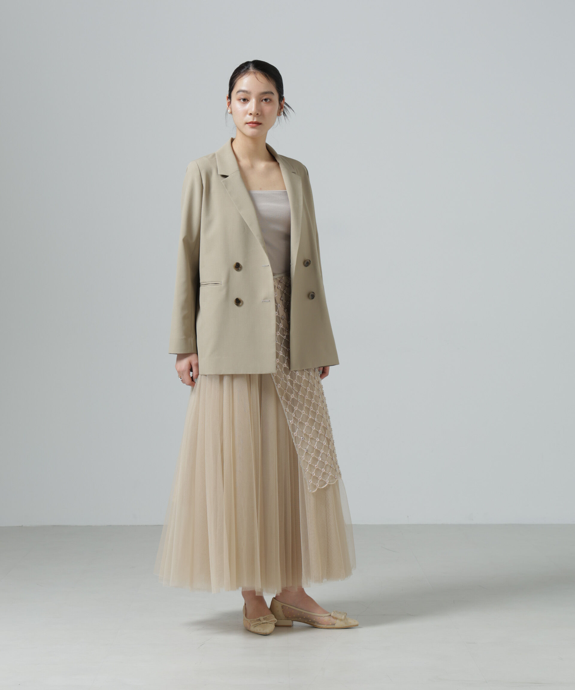 nano･universe「スパンコールビーズ刺繍ラップスカート」|スカート|