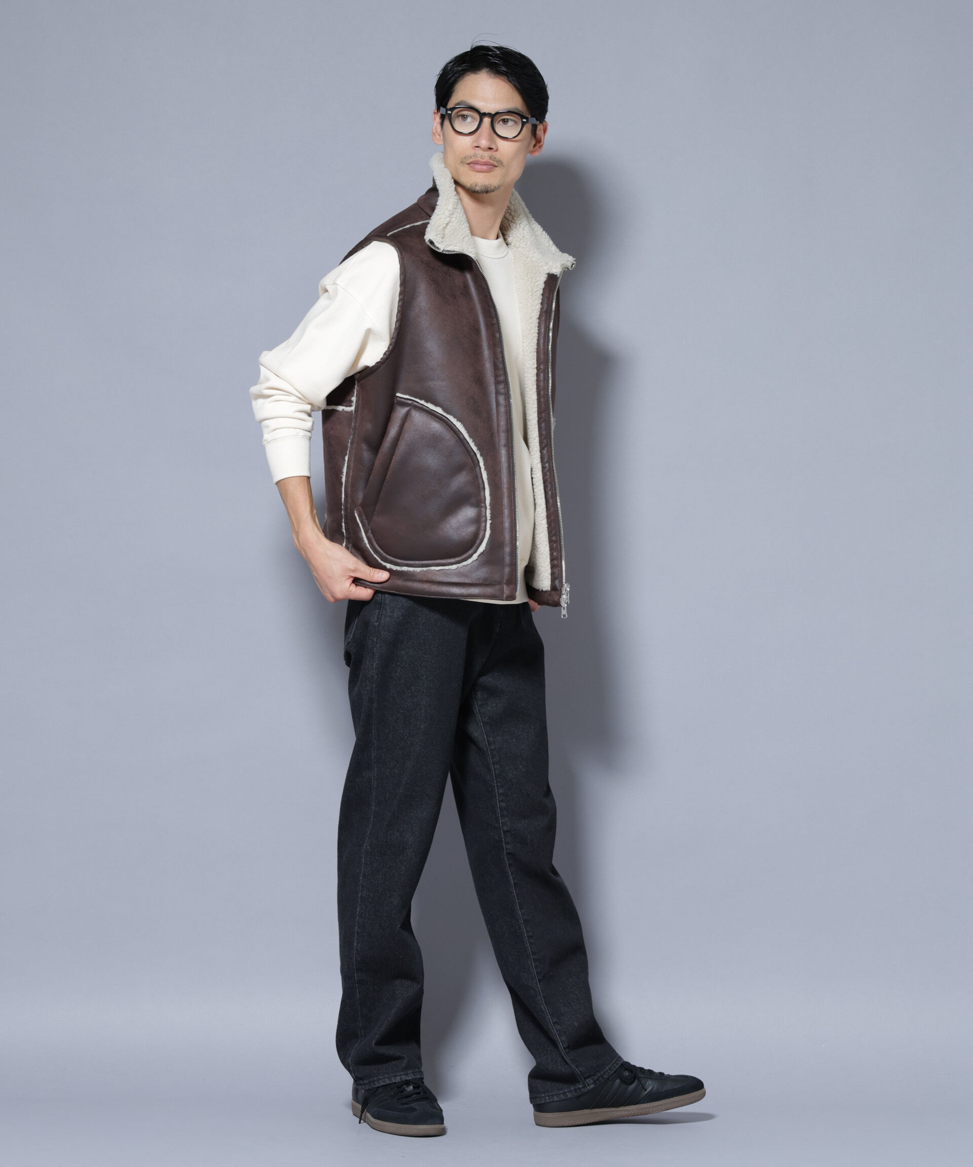 nano･universe「クラックフェイクムートンリバーシブルベスト」|ダウンベスト・ベスト|