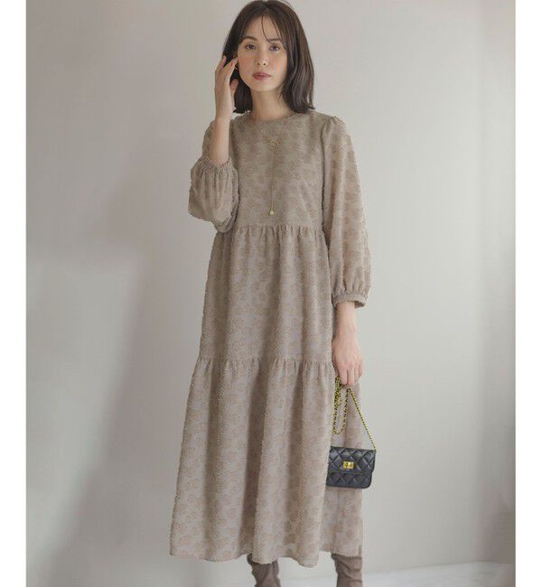 組曲「カットジャカードティアードワンピース」|ワンピース|ベージュ系