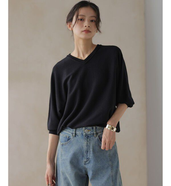 組曲「【前後着用可】ニューシックニットＶネック プルオーバー」|ニット・セーター|ブラック系