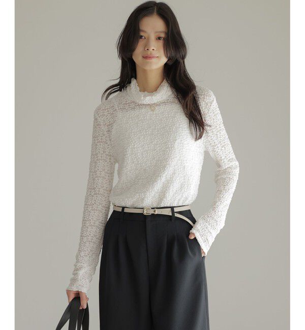 組曲「【WEB限定】フラワーチュールタートルネック カットソー」|Tシャツ・カットソー|アイボリー系