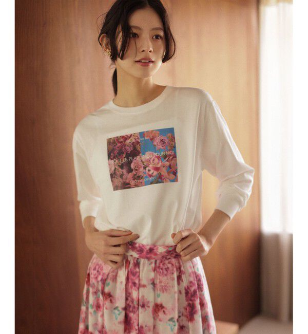組曲「【Flower Collection】プリントロングTシャツ」|Tシャツ・カットソー|ホワイト系
