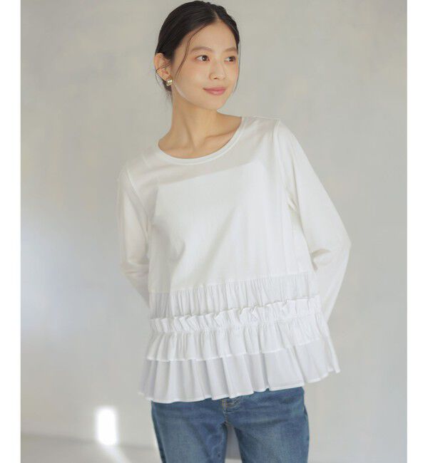 組曲「フリルシャツコンビ ロングTシャツ」|Tシャツ・カットソー|