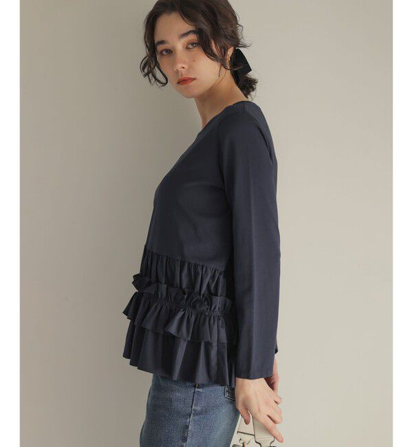 組曲「フリルシャツコンビ ロングTシャツ」|Tシャツ・カットソー|