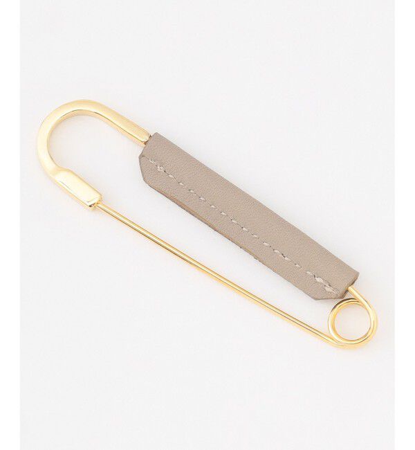 23区「レザー巻 キルトピン」|ブローチ・コサージュ|ベージュ系