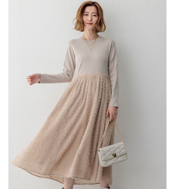 23区「【滝沢眞規子さん着用/一部店舗限定/洗える】ニットコンビジャカード ワンピース」|ワンピース|ベージュ系