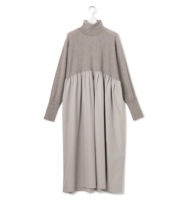 23区「【洗える】ギャザーコンビ ニットワンピース」|ワンピース|