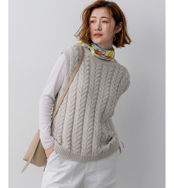 23区「ケーブル ニットベスト」|ベスト・ジレ|ベージュ系