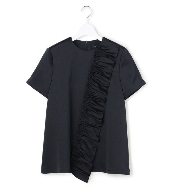 23区「【APPLAUDIR】クリアダブルサテン フリルデザイン ブラウス」|シャツ・ブラウス|ネイビー系