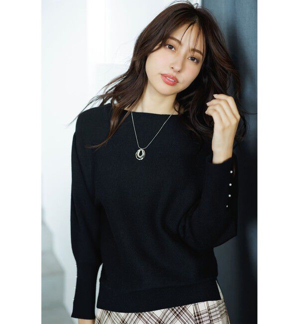ANY SIS「【洗える・セットアップ可】アンチピリングドルマン畔 ニット」|ニット・セーター|ブラック