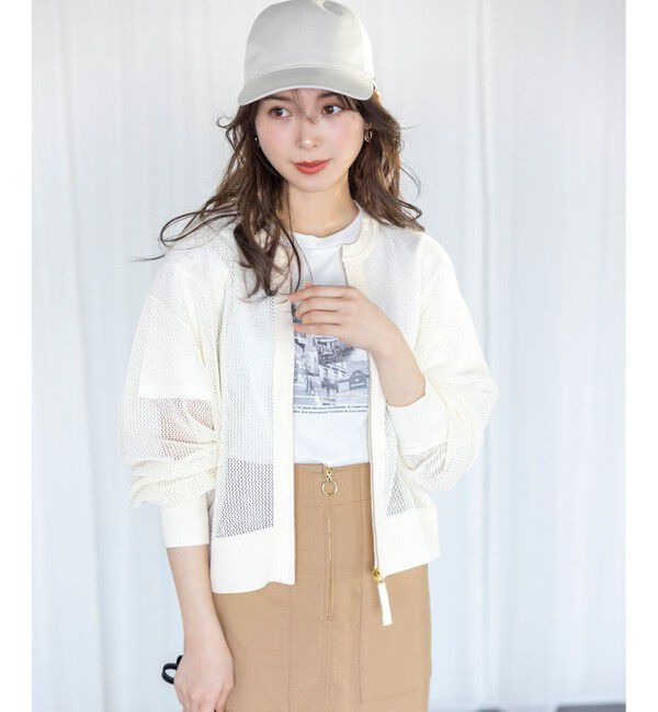 ANY SIS「【洗える】メッシュニット ブルゾン」|ブルゾン・スタジャン|