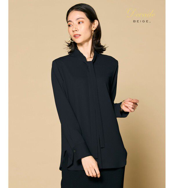 BEIGE,「【洗える】EVA / ボウタイロングスリーブブラウス」|シャツ・ブラウス|Black