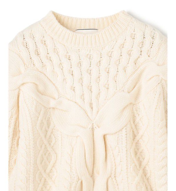 BEIGE,「【VERY掲載】RULE / ウールカシミヤアラン編みクロップドニット」|ニット・セーター|