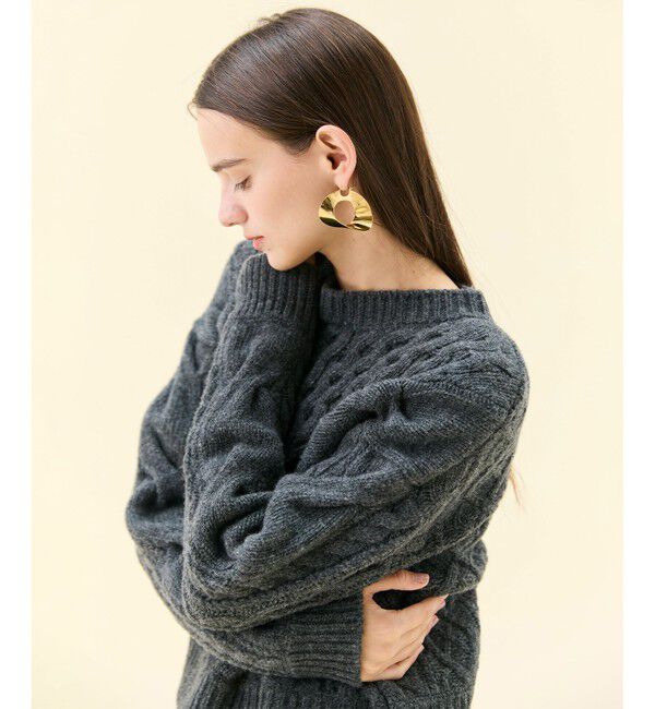 BEIGE,「【VERY掲載】RULE / ウールカシミヤアラン編みクロップドニット」|ニット・セーター|