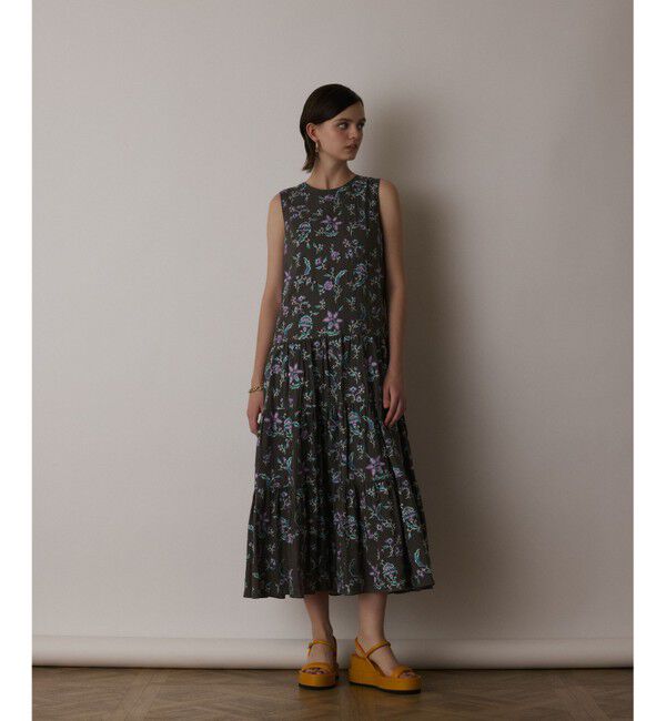 GRACE CONTINENTAL「ティアードロングワンピース」|ワンピース|カーキ