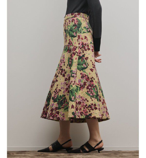 GRACE CONTINENTAL「フラワージャガードフレアスカート」|スカート|